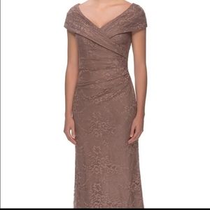 La Femme Brown Lace Dress